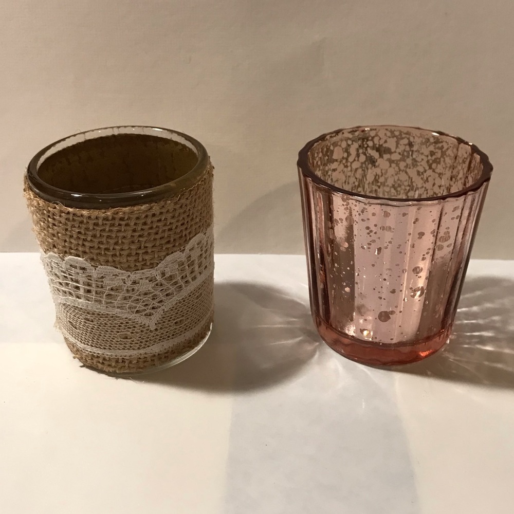 ***DONATING SOON! Mercury glass(18count) and Burlap/Lace jars(16count)